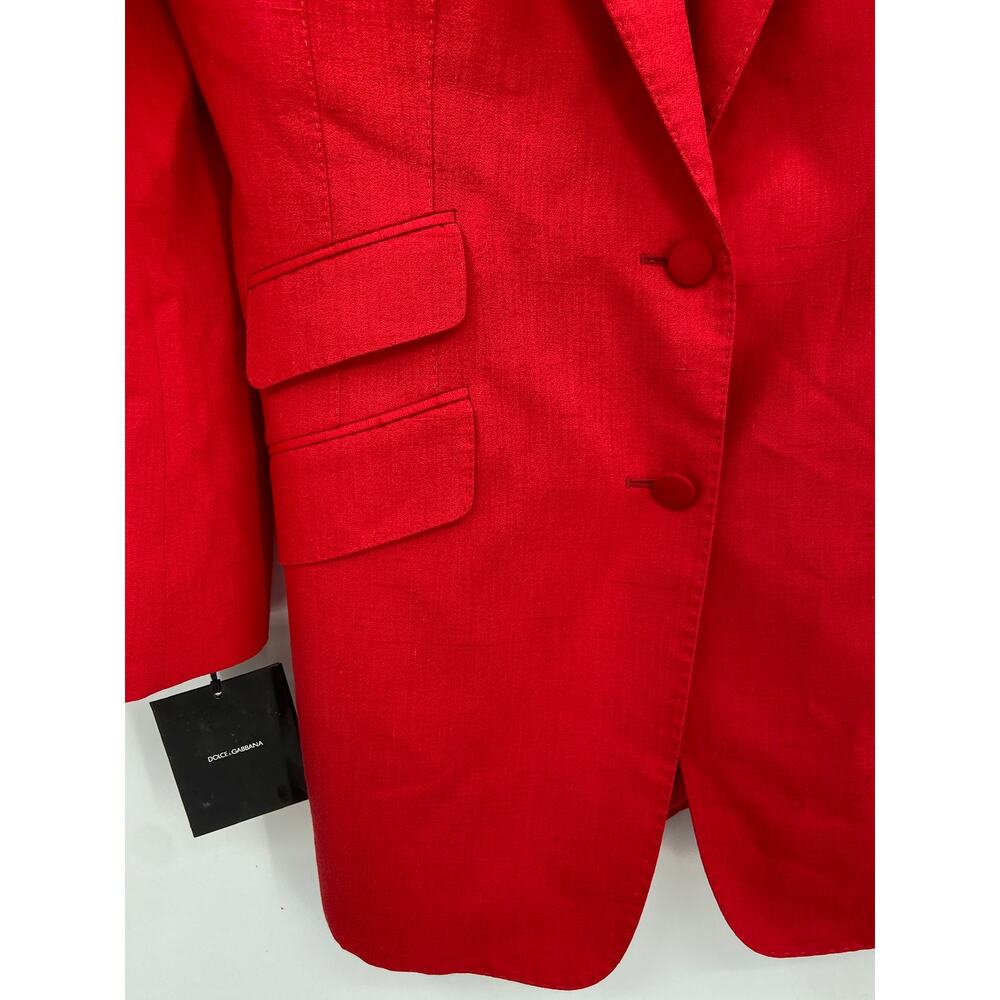 Dolce & Gabbana Silk Blend Single Breasted Blazer Women Size 46/10‎ Red NEW - Picture 4 of 15